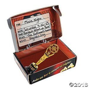 Movie Night Invitation in a Box with Movie Buff Trophy (12 ea)